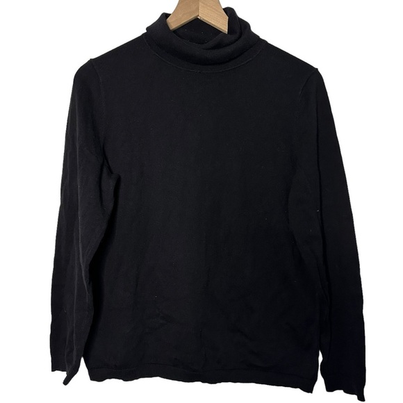 Talbots Sweaters - Talbots Women's Cotton Cowlneck Lightweight Black Sweater Size Large Petite